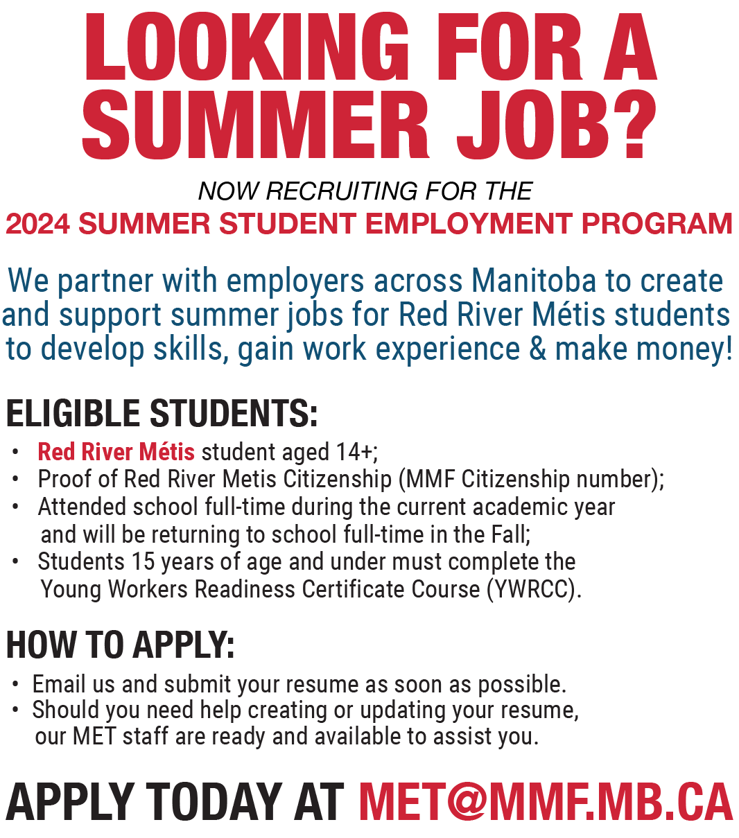 2024 Summer Student Employment Program (SSEP) - Student Application 